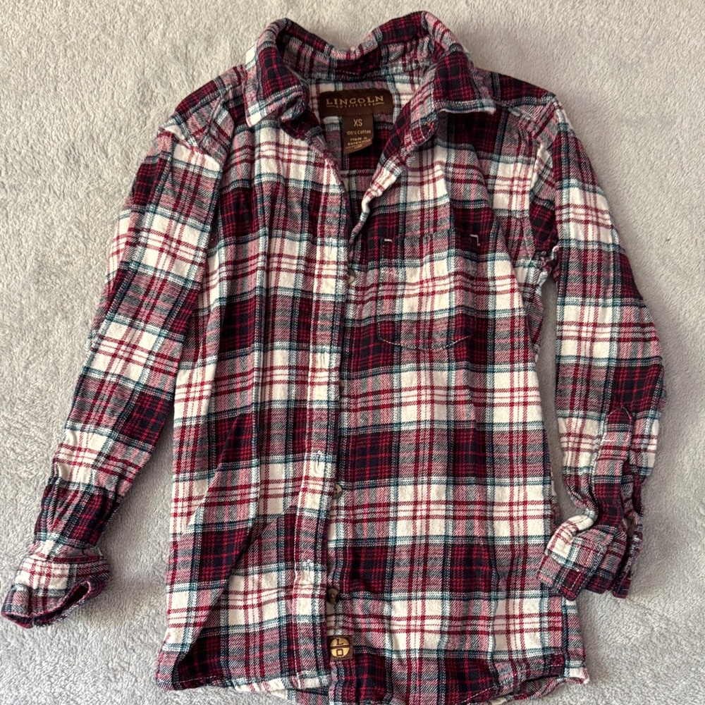 Kids Plaid Button Down Shirt - Red, Black, and White